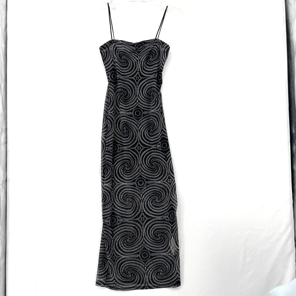 Forever 21 Geometric Dress Black White Maxi Strap Bodycon Size Small Long‎ Print